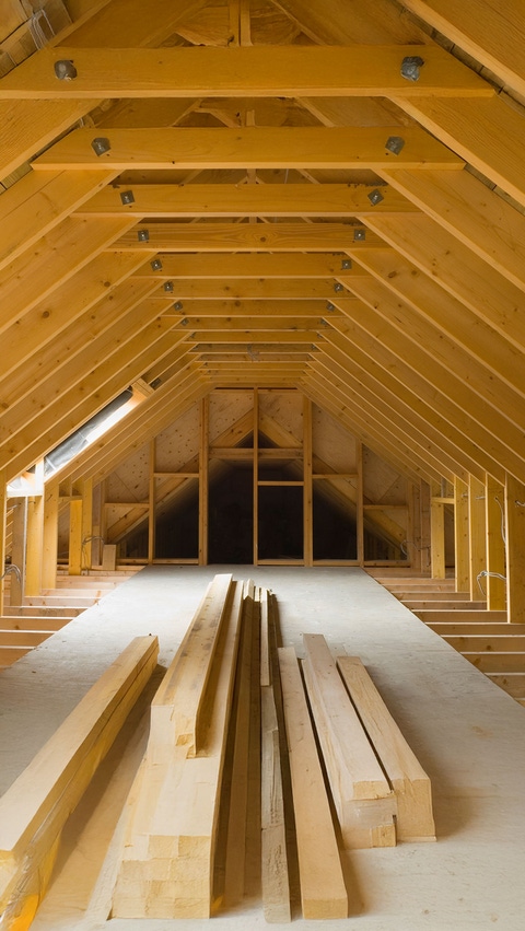 Unfinished attic with no insulation
