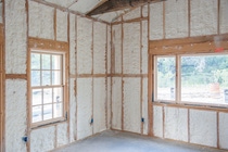 Image of two wall cavities with BASF Open-cell Spray Polyurethane Foam installed Image of two wall cavities with BASF Open-cell Spray Polyurethane Foam installed
